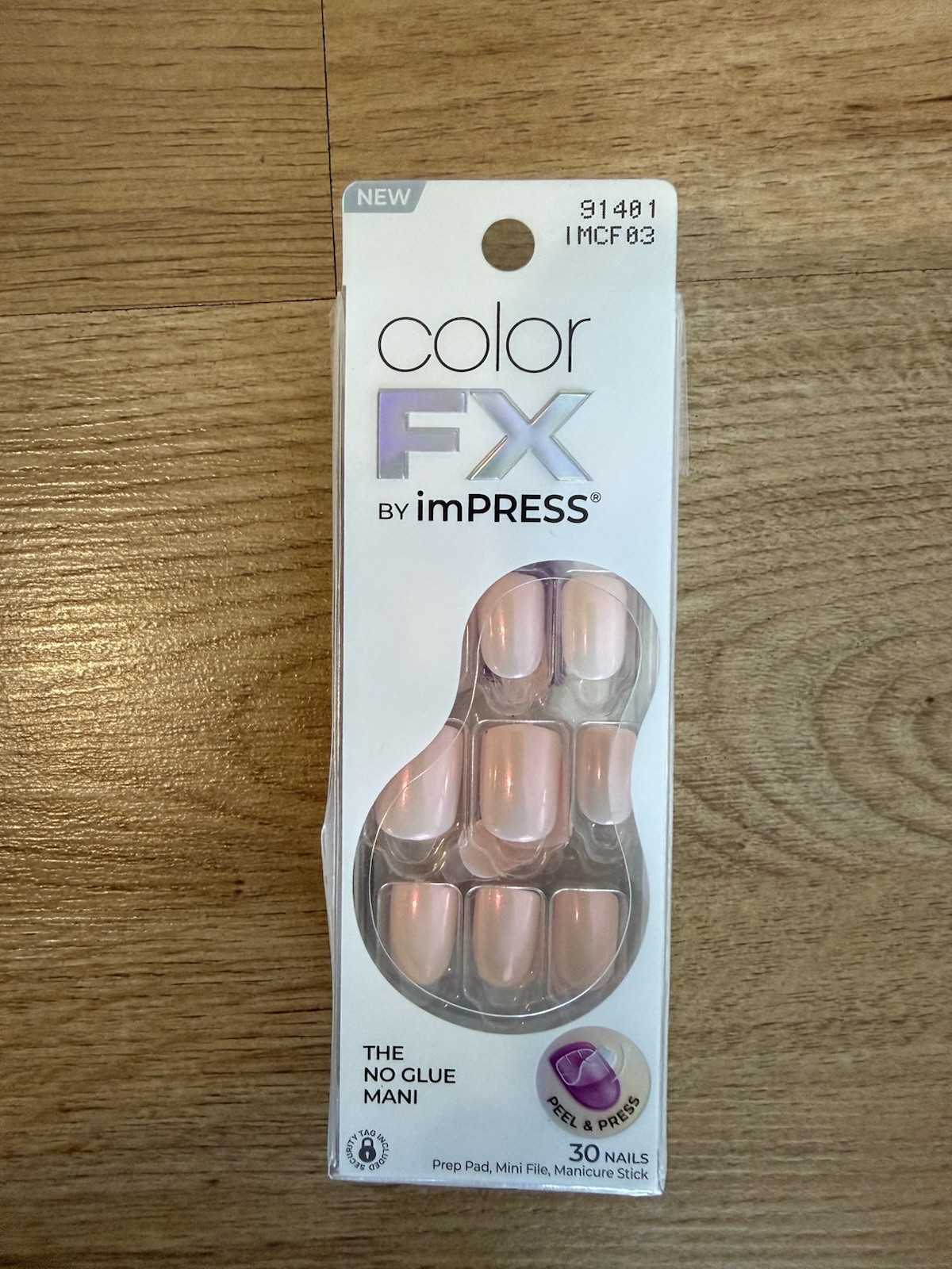 KISS imPRESS Color FX Good Mood Pink Press On 30 Nails Short Squoval Short Size