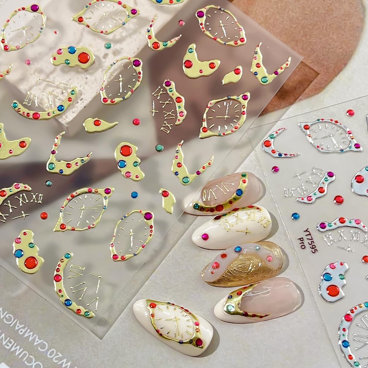 KETINIQUE Gem Nail Stickers Irregular Colorful Clock