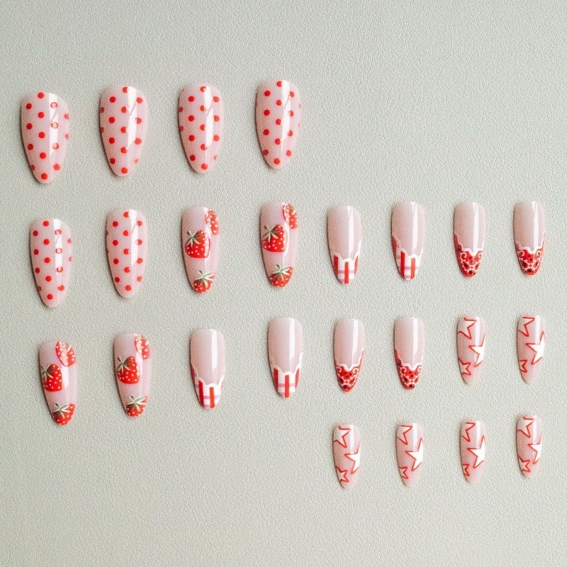 48 Pcs of Almond Strawberry Element Sweet Girl Cute Style – Suitable for Women