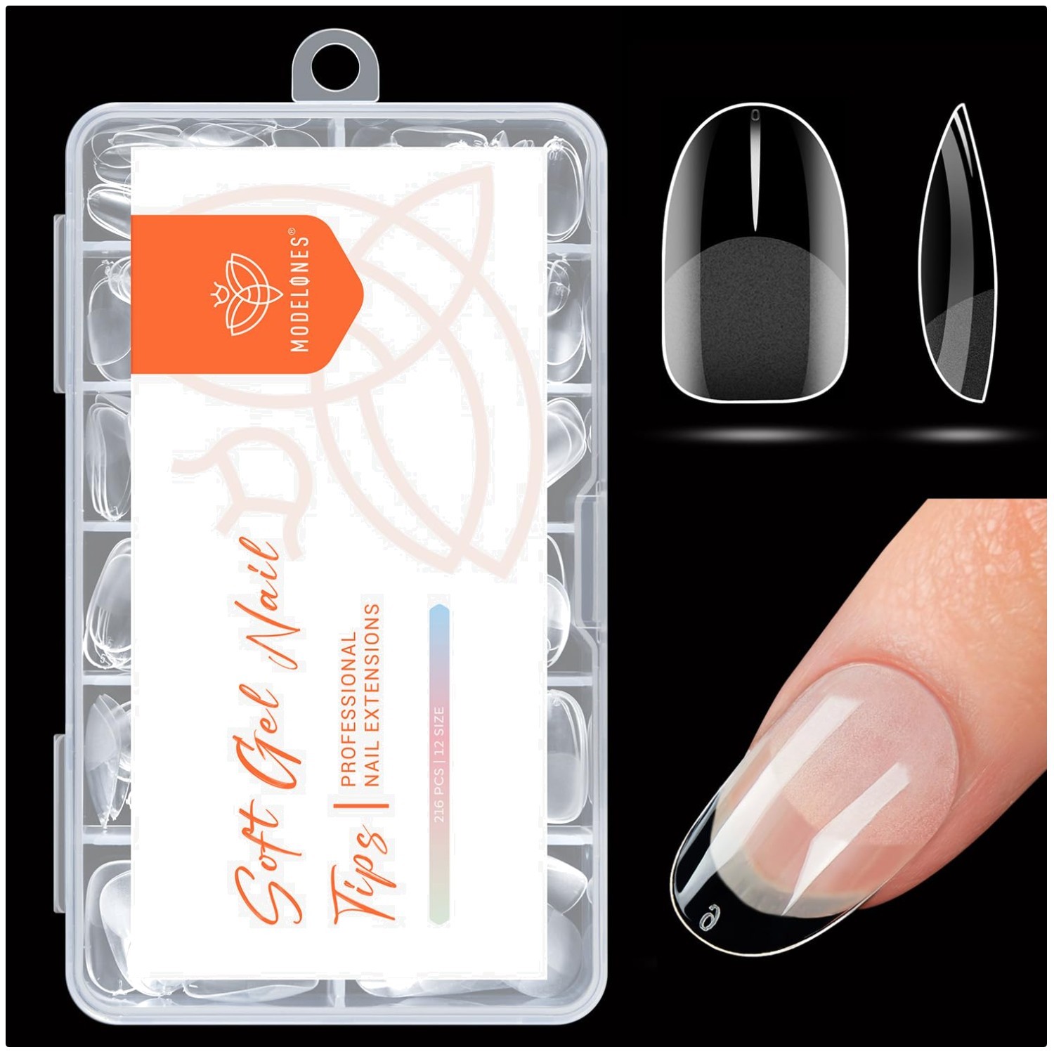 Break Resistant Full Cover Fake Nails Soft Gel Tips 216PCS