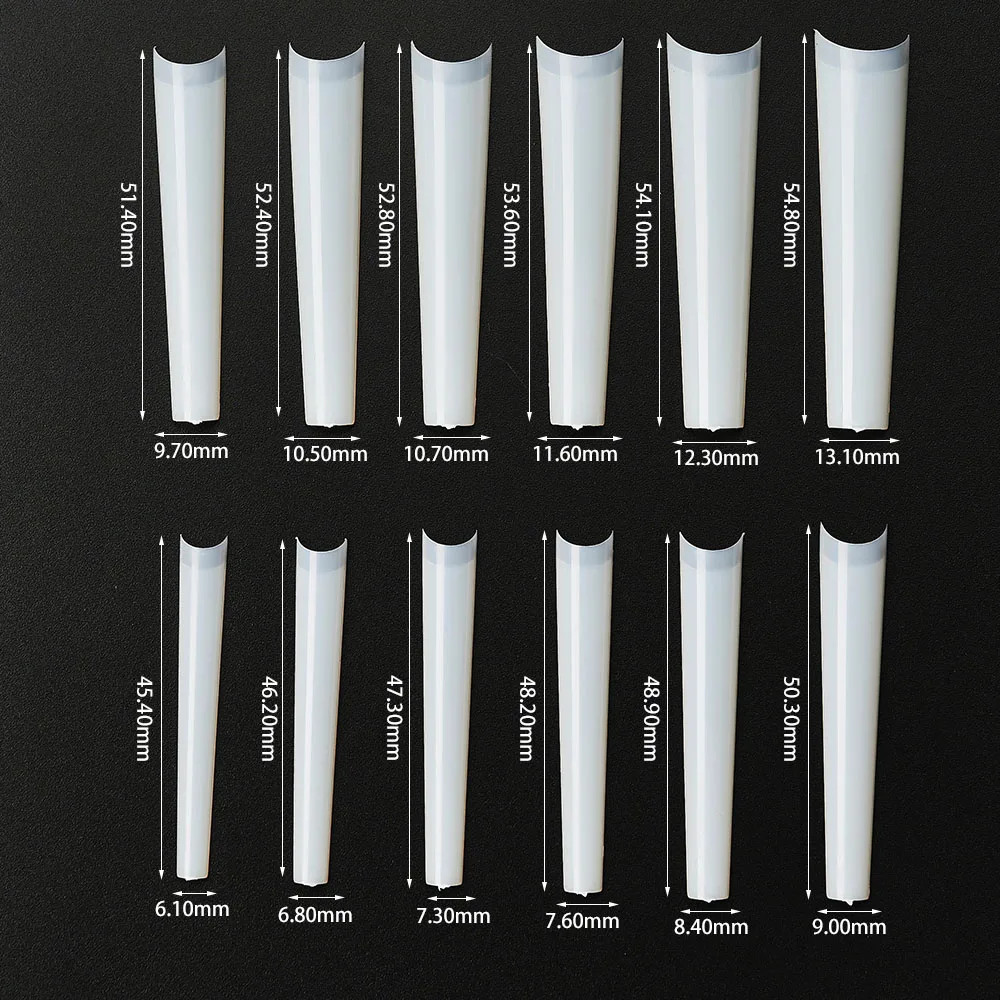 3XL Long Coffin/Square Acrylic False Nail Tip Half Cover C Curved Straight Nail
