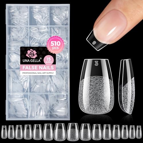 Nails Tips: 510Pcs Soft Gel Nail Tips Coffin Acrylic Full Cover Short Coffin