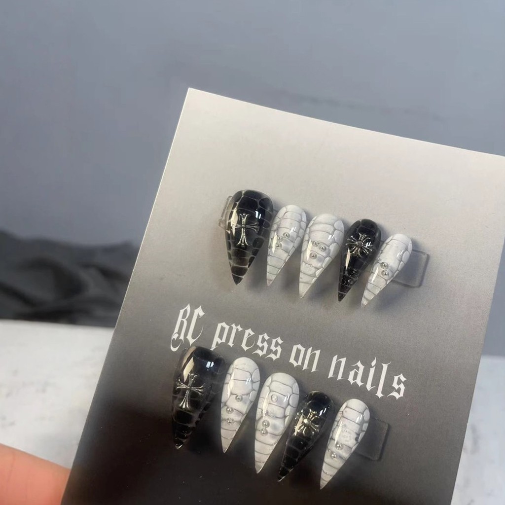 Handmade Press On Nail Dragon Claw Crocodile Pattern Eagle Claw Type Fake Nail
