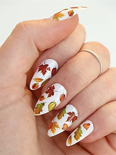 12 Sheets Fall Nail Art Sticker Decals, Self Adhesive Maple Leaf-12 Sheets