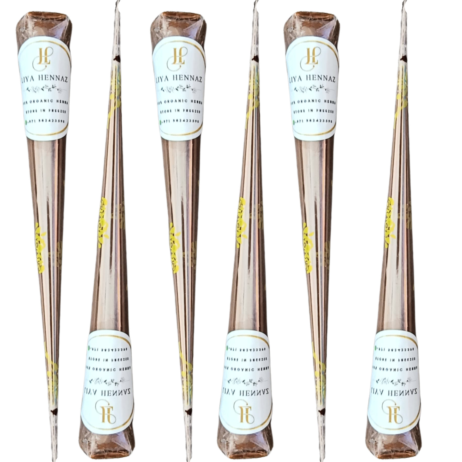 6 Nail Henna Cones Halal Dark Brown Stain Long Lasting Natural Chemical Free