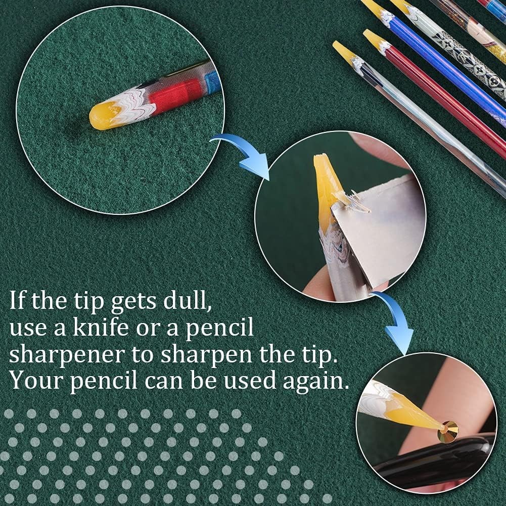 10-Pack Self-Adhesive Rhinestone Pickup Pencil Set for Nail Art