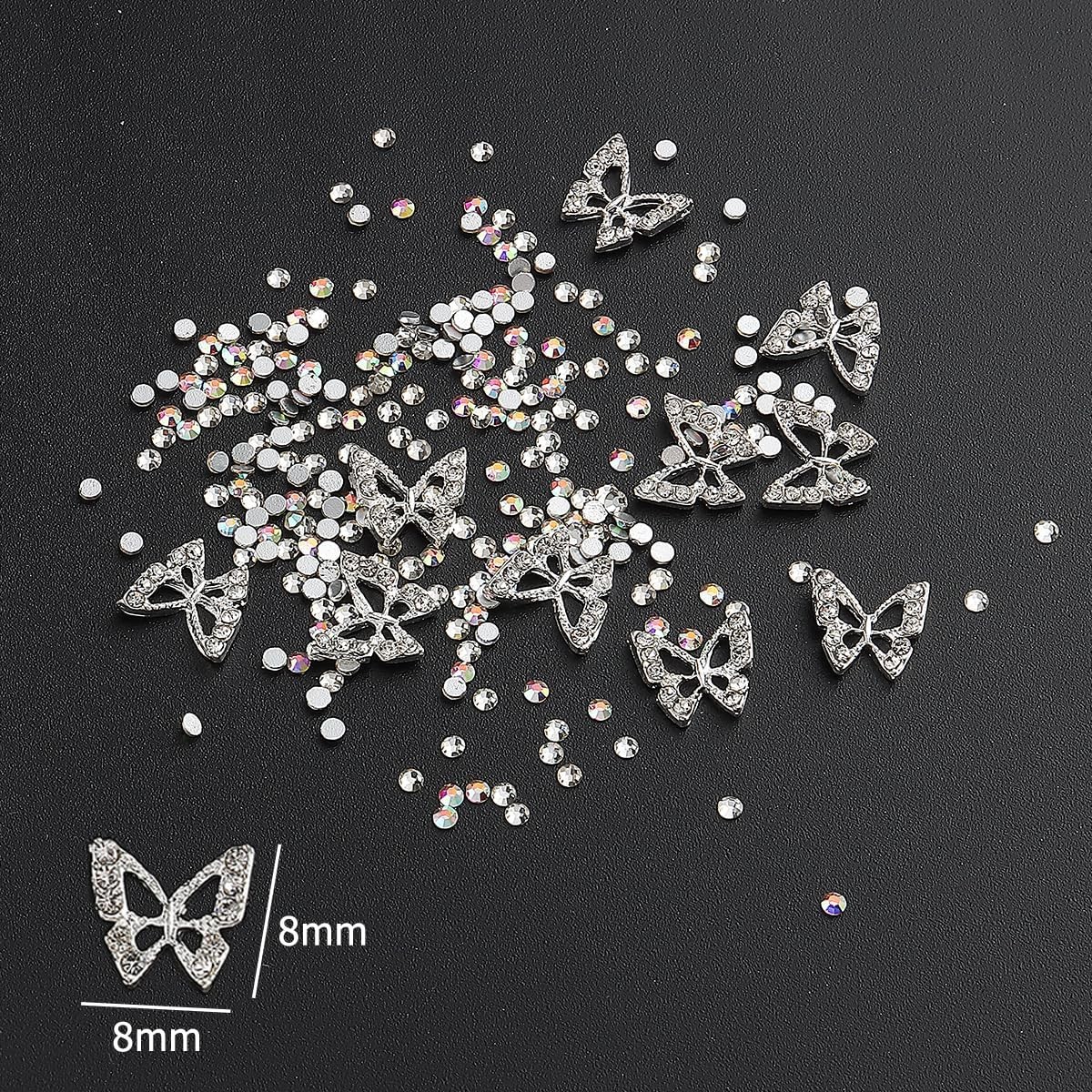 3D Flowers for Nails, 3D Flowers Nail Charms, Metal Butterfly Nail Charms with