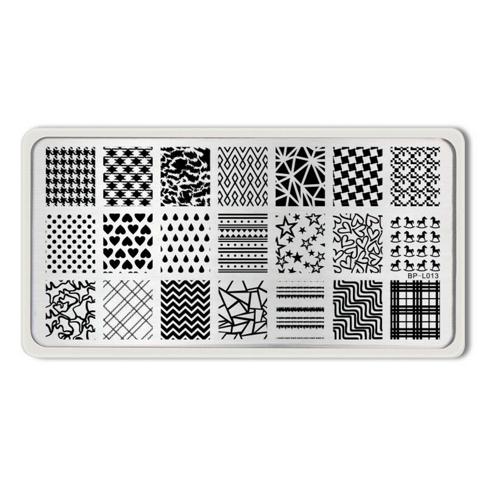 Diamond Heart Grids Image Rectangle Nail Art Template BP-L013