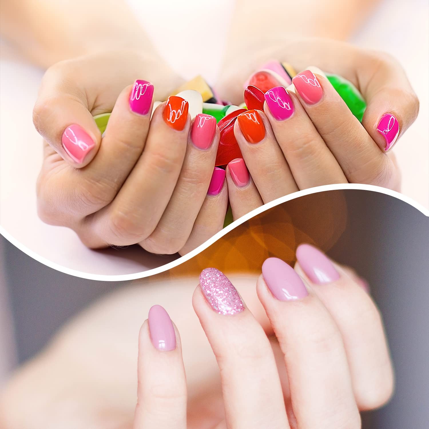 SILPECWEE Pink Nail Wraps for Women Polish Strips Solid Color