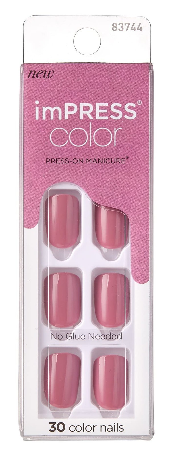 Set of 2 KISS imPRESS Color Press on Nails, 005 Petal Pink, Short
