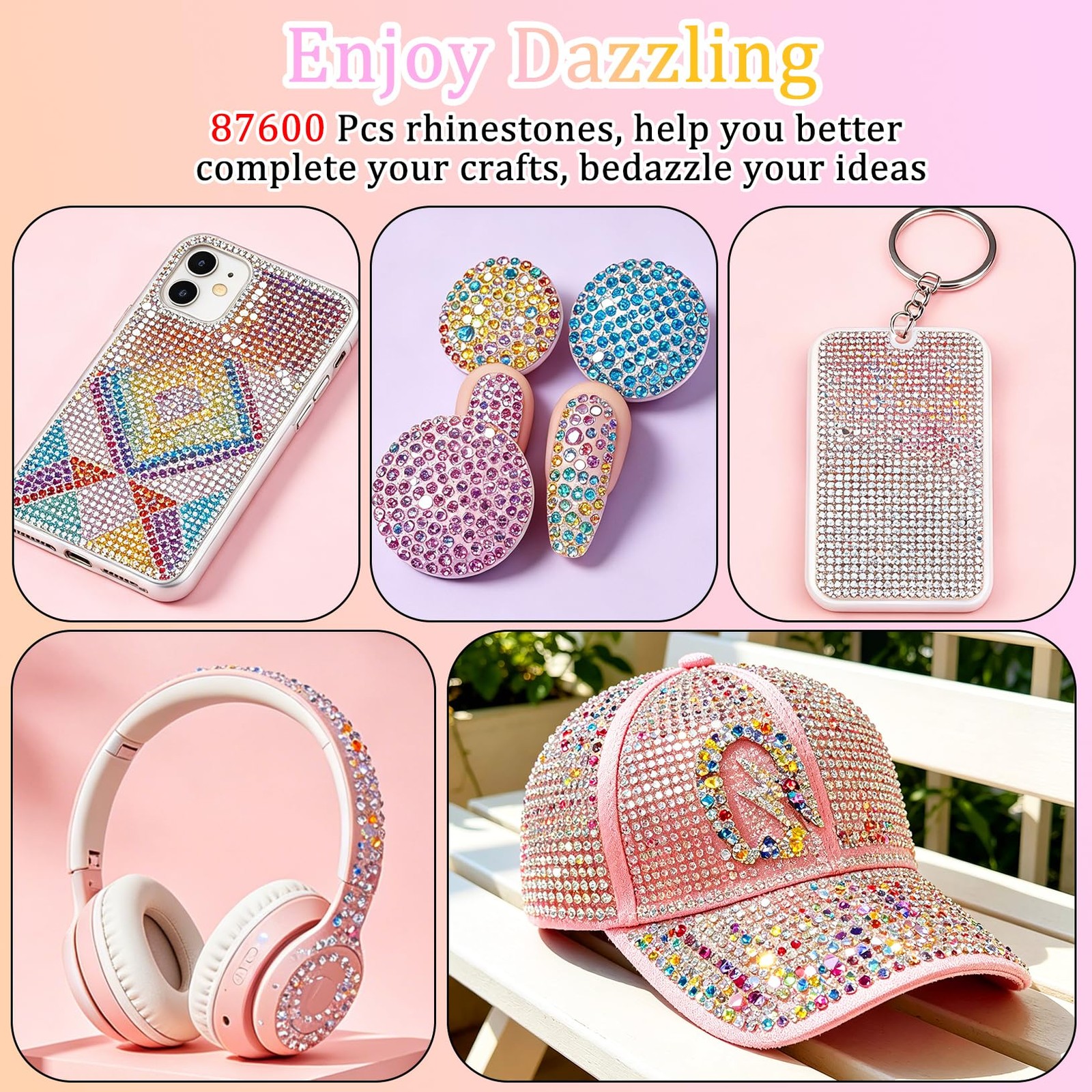 87600Pcs Resin Jelly Rhinestones for Bedazzling, 40 Colors 3mm Multicolor Fla…