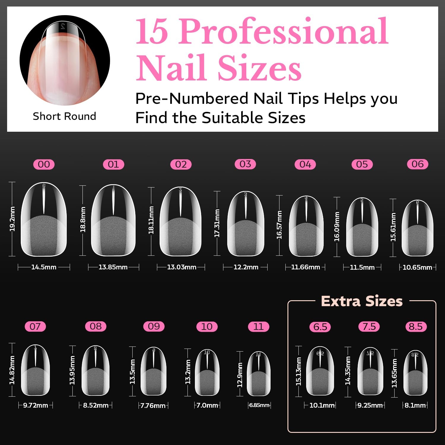 Short Oval Round Nail Tips, 600pcs Pre 600 Piece Assortment,