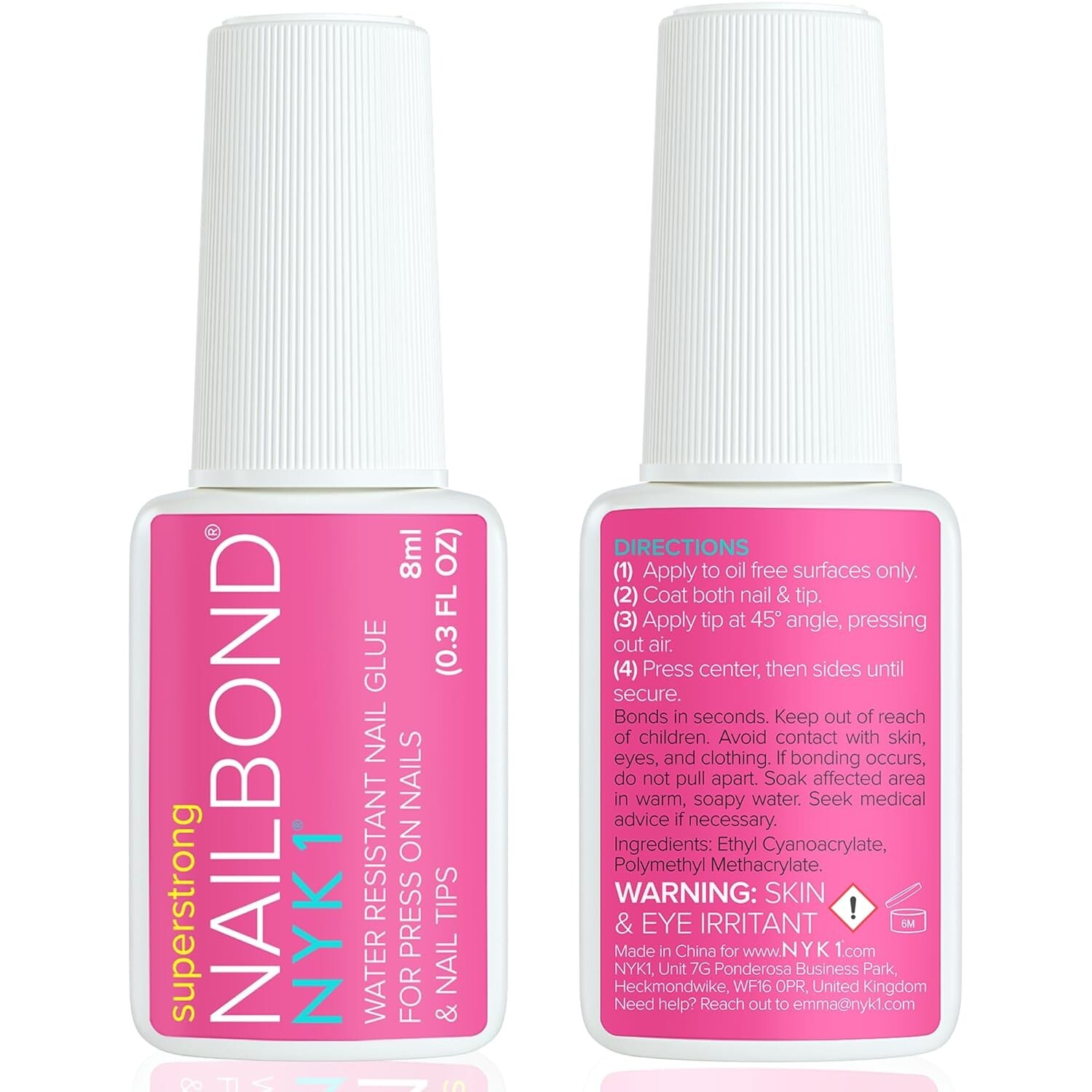 Maximum Strength Nail Glue 8ml – Super Strong Brush On for Press Ons & Acrylics