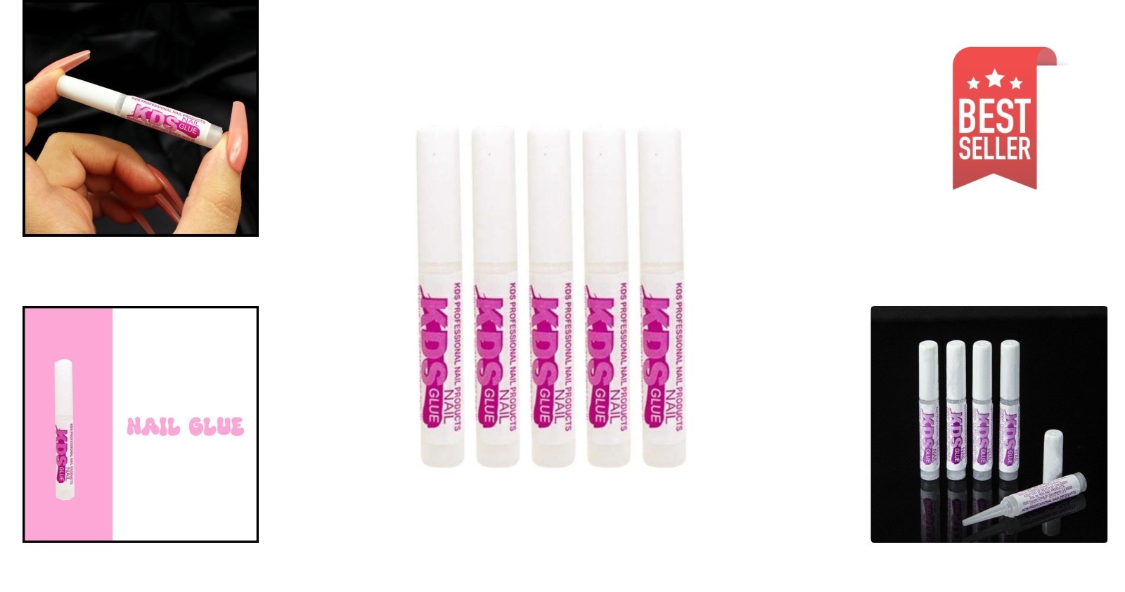 0.07 oz Fast-Drying Nail Tip Glue – Pack of 5 for Secure Acrylic Applications