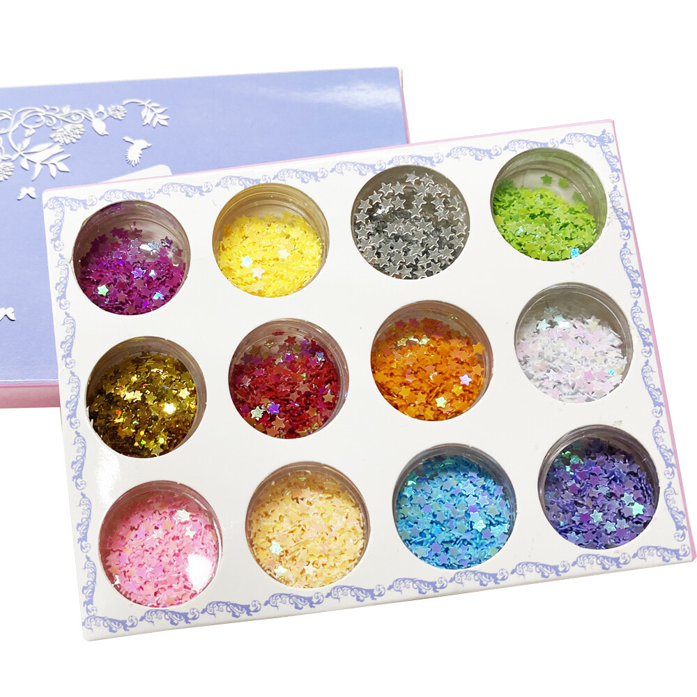 12 Color Nail Art Glitter Sparkle Sequins Holographic Metallic Flakes Nail Decor
