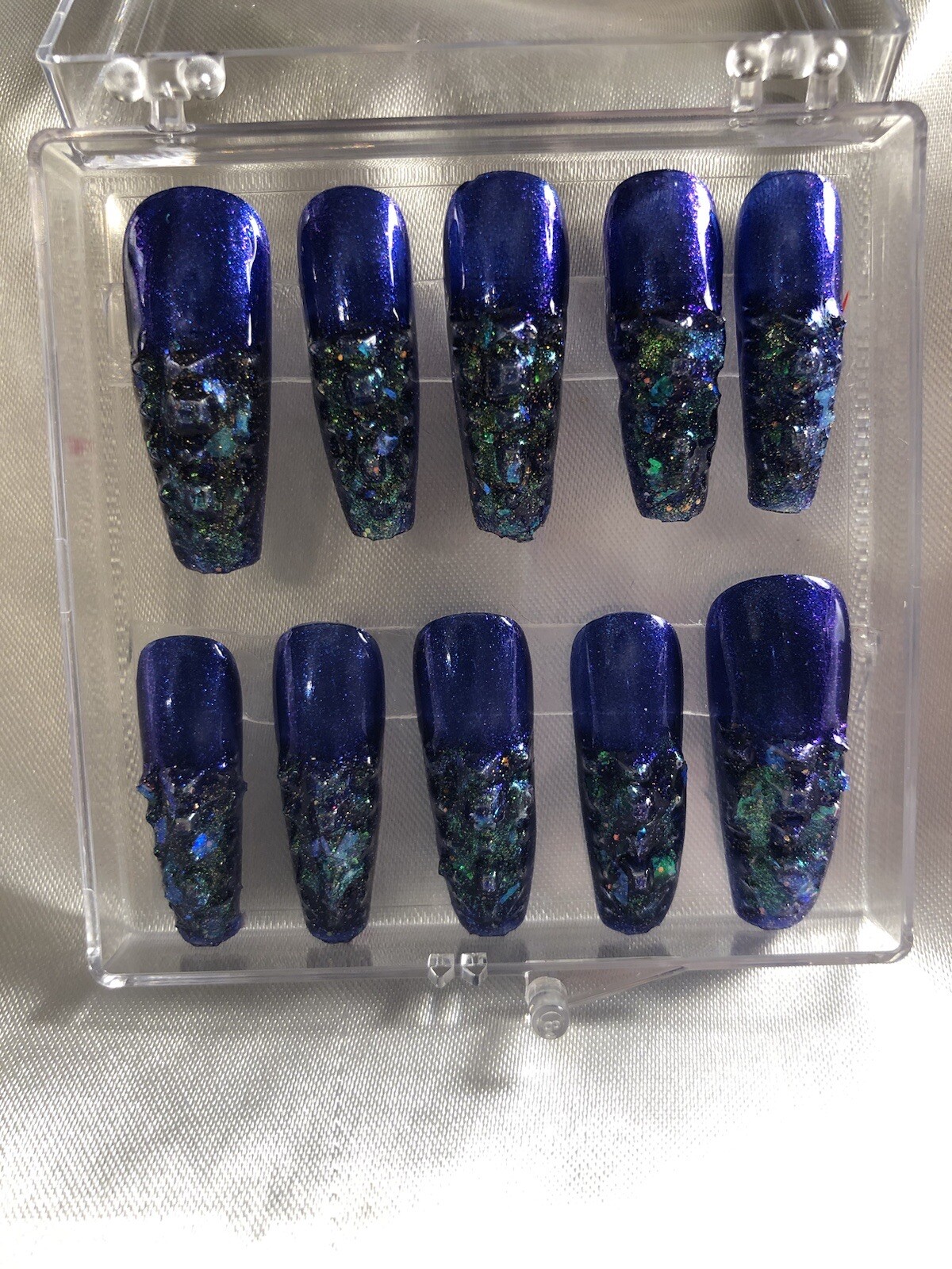 Z CLAWZ! Unique Set Of Stained Glass/Gator, Custom, Homemade Press On Nails