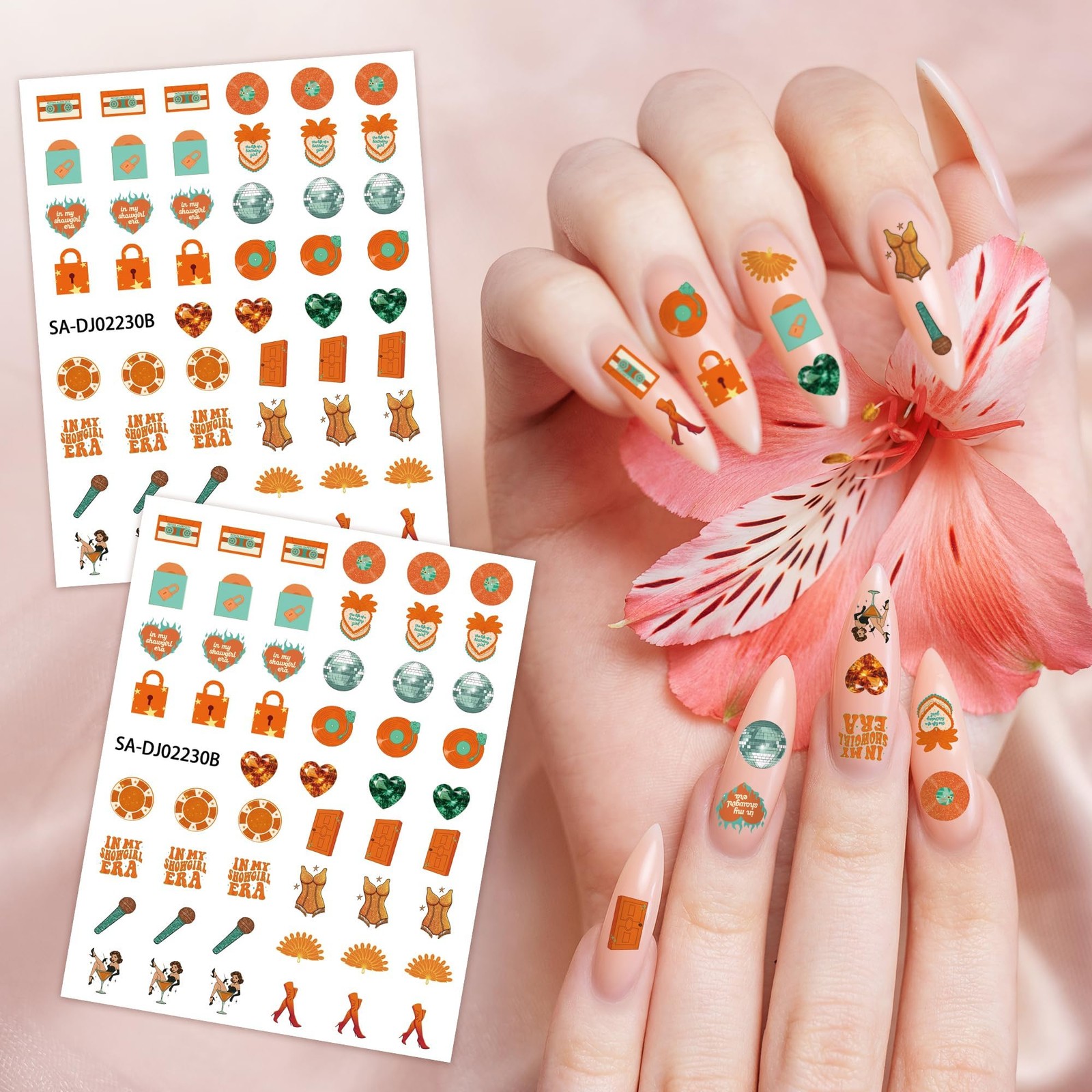 8Pcs Singer Inspired Nail Stickers 3D -Adhesive Colorful Summer DIY Nail Art …