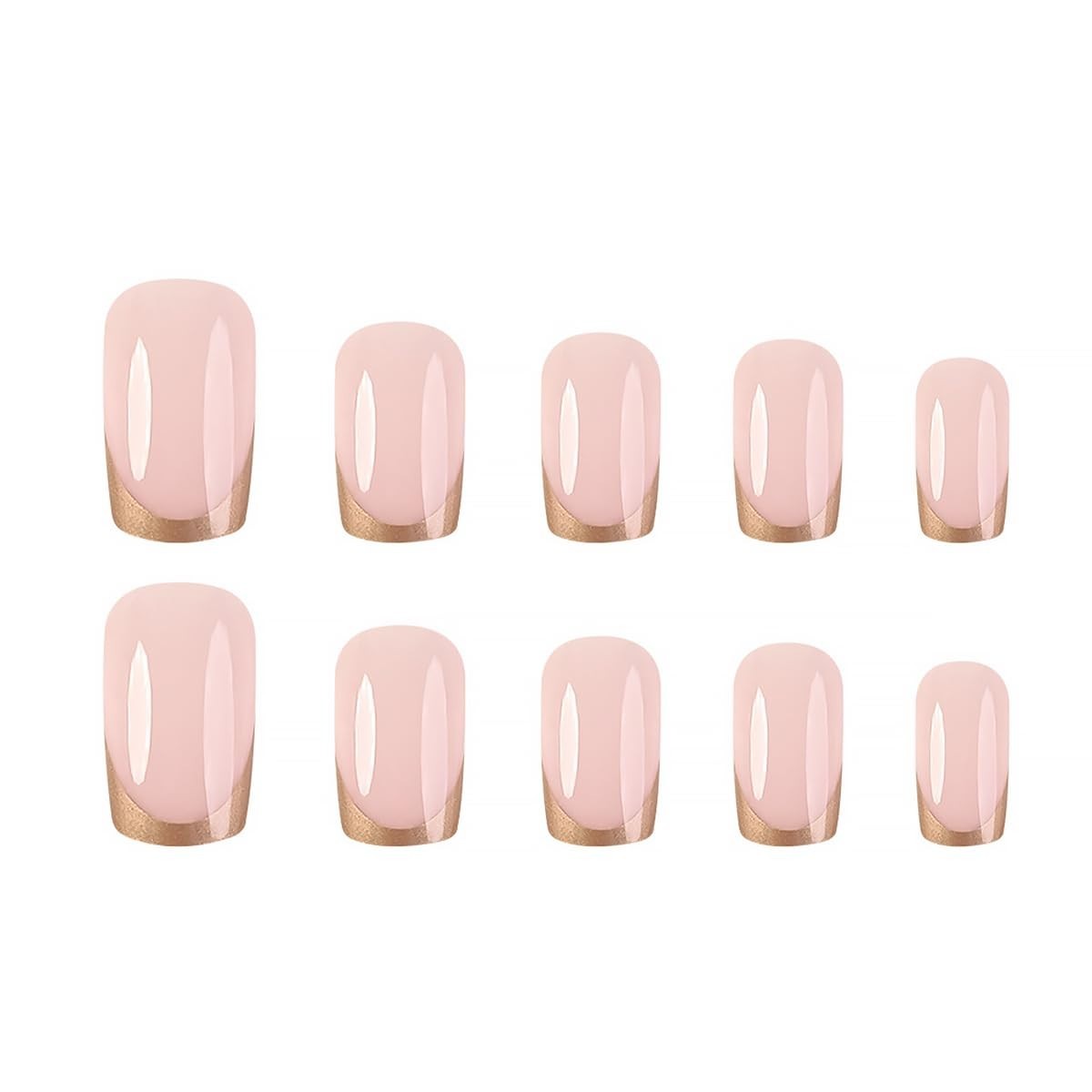 24 Piece Gold French Tip Press-On Nails – Quick Application for Glam Hands