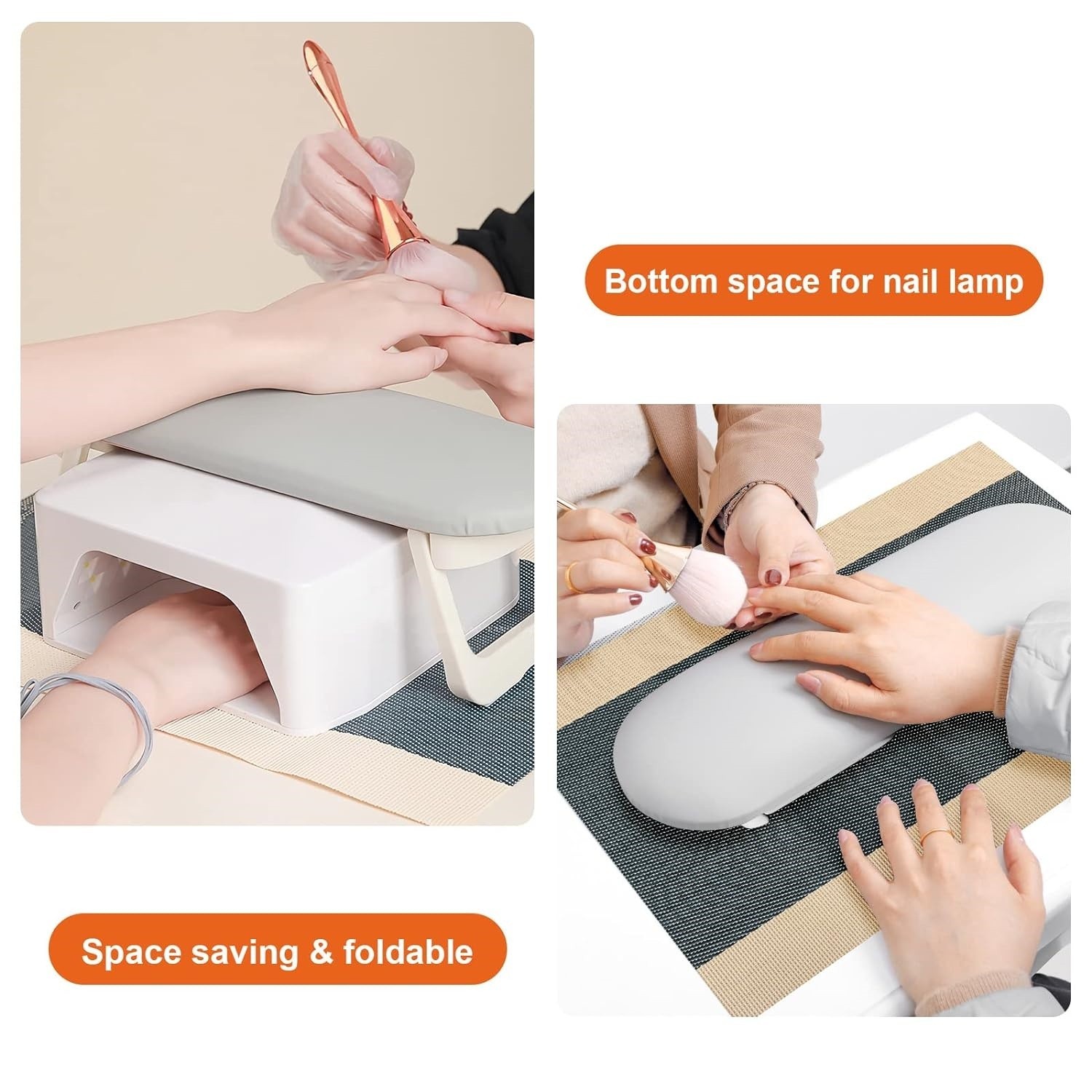 Foldable PU Leather Nail Armrest Hand Rest for Salon & Home Use.