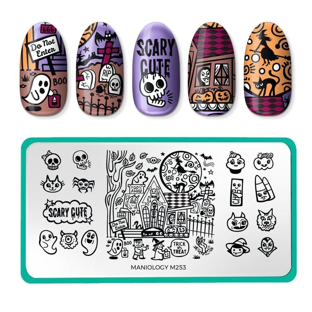 Maniology M253 Scary Cute HALLOWEEN Nail Stamp Plate Candy Corn Trick Or Treat