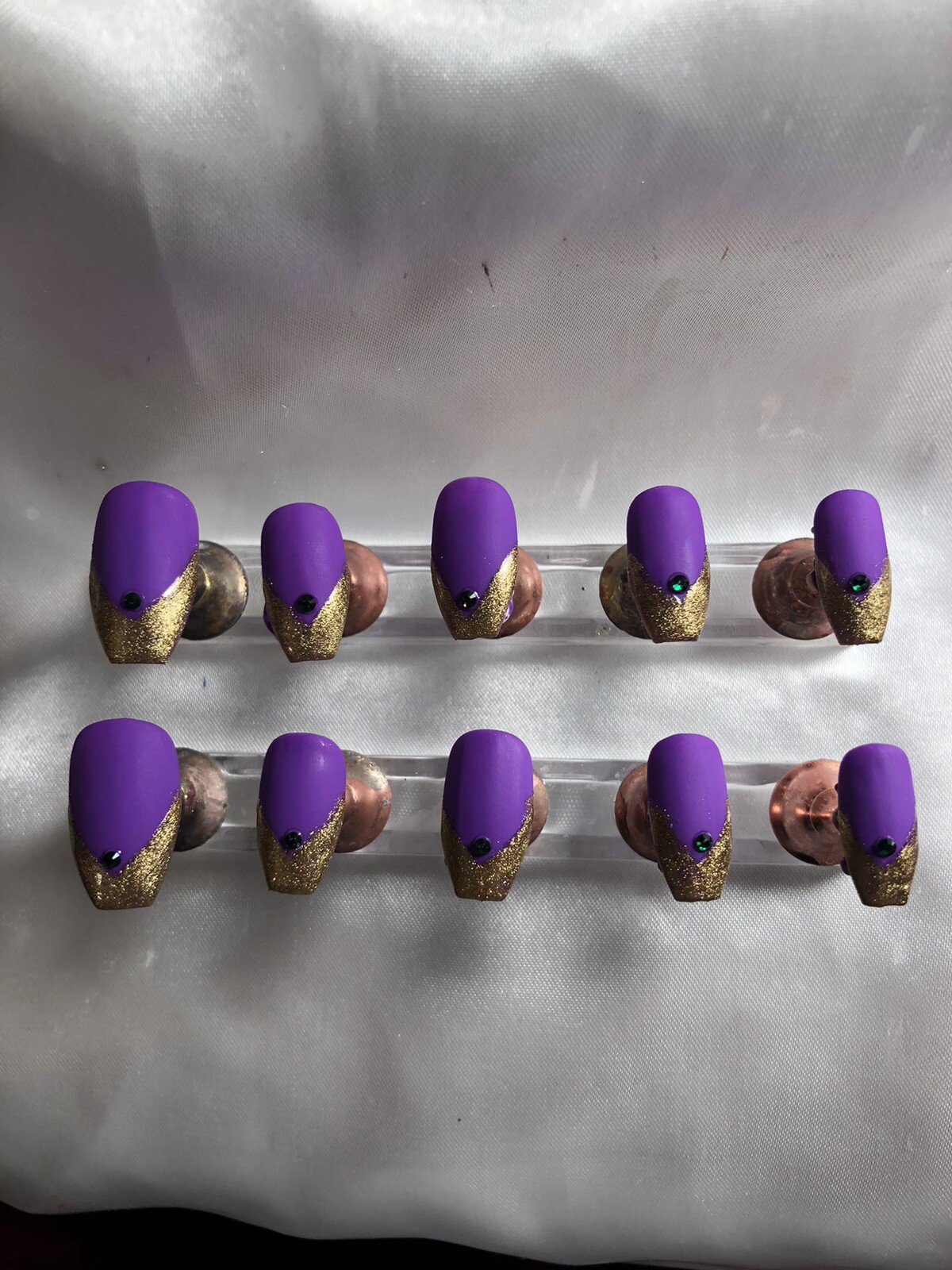 Z NAILZ! Gorgeous Set Of Handmade Custom Mardi Gras Press On Nails