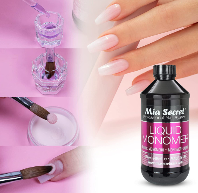 Mia Secret Liquid Monomer 8 oz. Professional Acrylic Nail System – MMA FREE – Ma