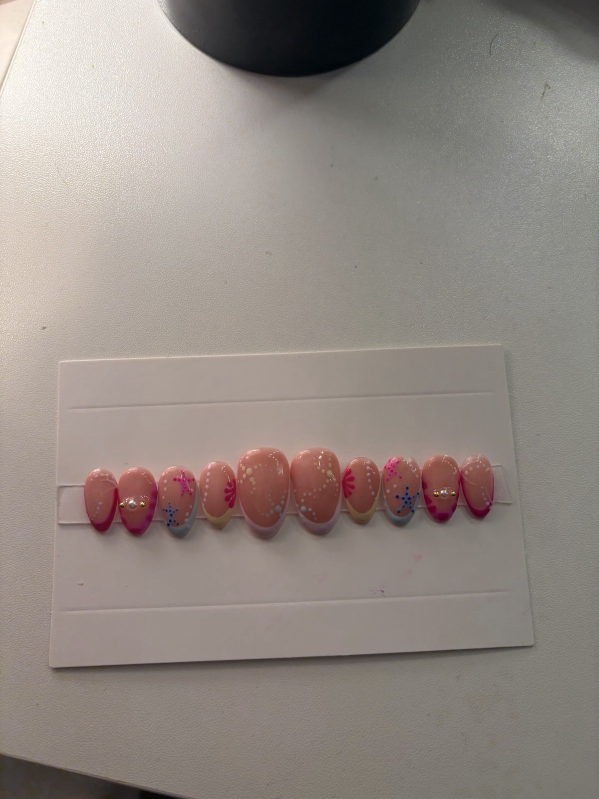 Handmade Summer Press On Nails Medium Length Round Full Cover