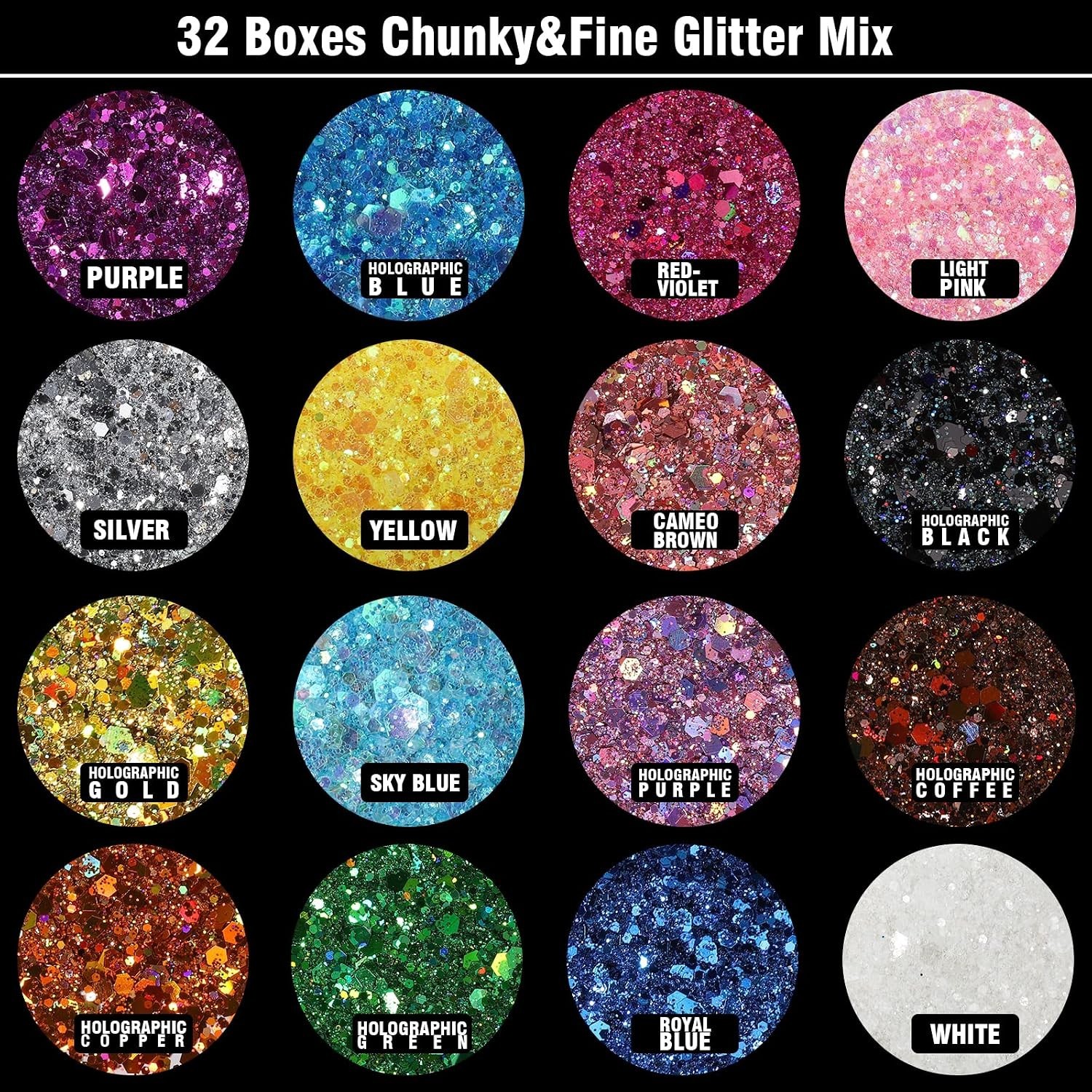 32-Pack Iridescent Glitter Flakes – Perfect for Festivals & Creative Projects