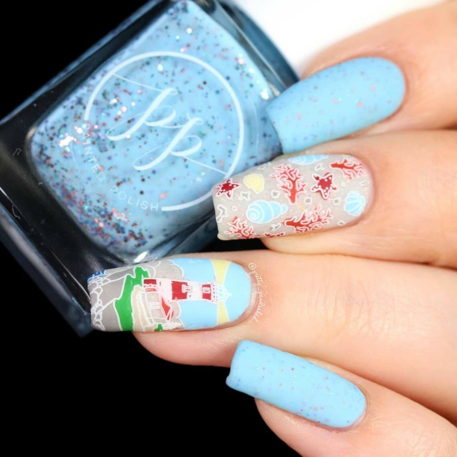 B056 Coasting to the Sea Stamping Plate For Stamped Nail Art Design