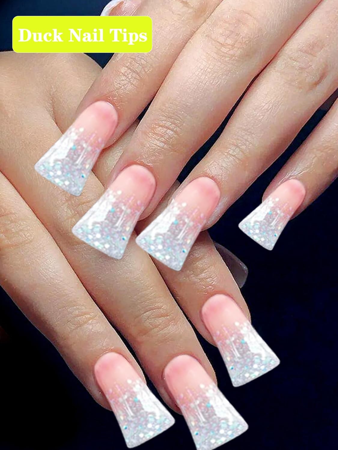 500PCS Duck Nail Tips for Acrylic Nails, Clear Nail Tips Duck Feet Fan Flare …