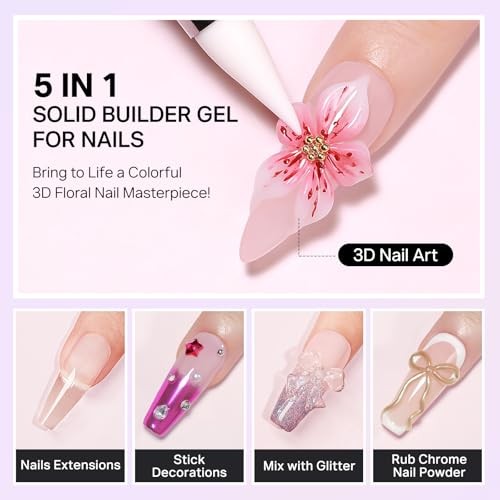 3D Nail Art Gel Clear and White Solid Builder Gel for Nails Clear& Milky White