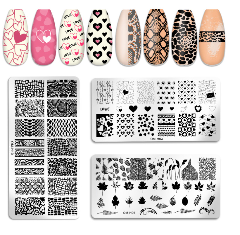 Valentine Rose Love Leopard Nail Art Stamping Manicure DIY Template Image Plate