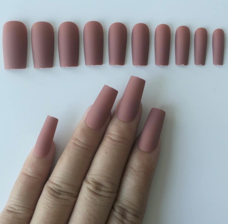 LoveOurHome 480 Piece Press on Nails Matte Square.black,mauve,chocolate,beige.NI