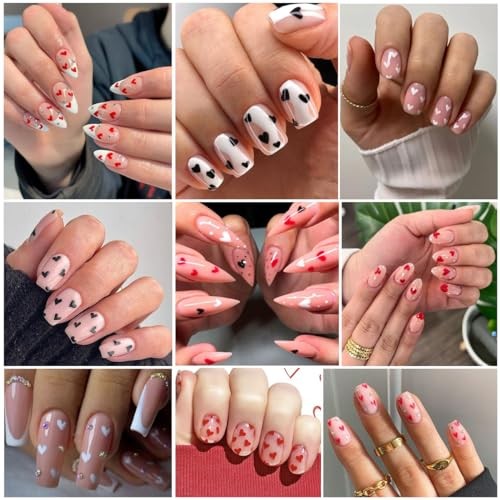 Heart Nail Stickers -Valentine’s Day Nail Art Supplies Heart Nail Decals for