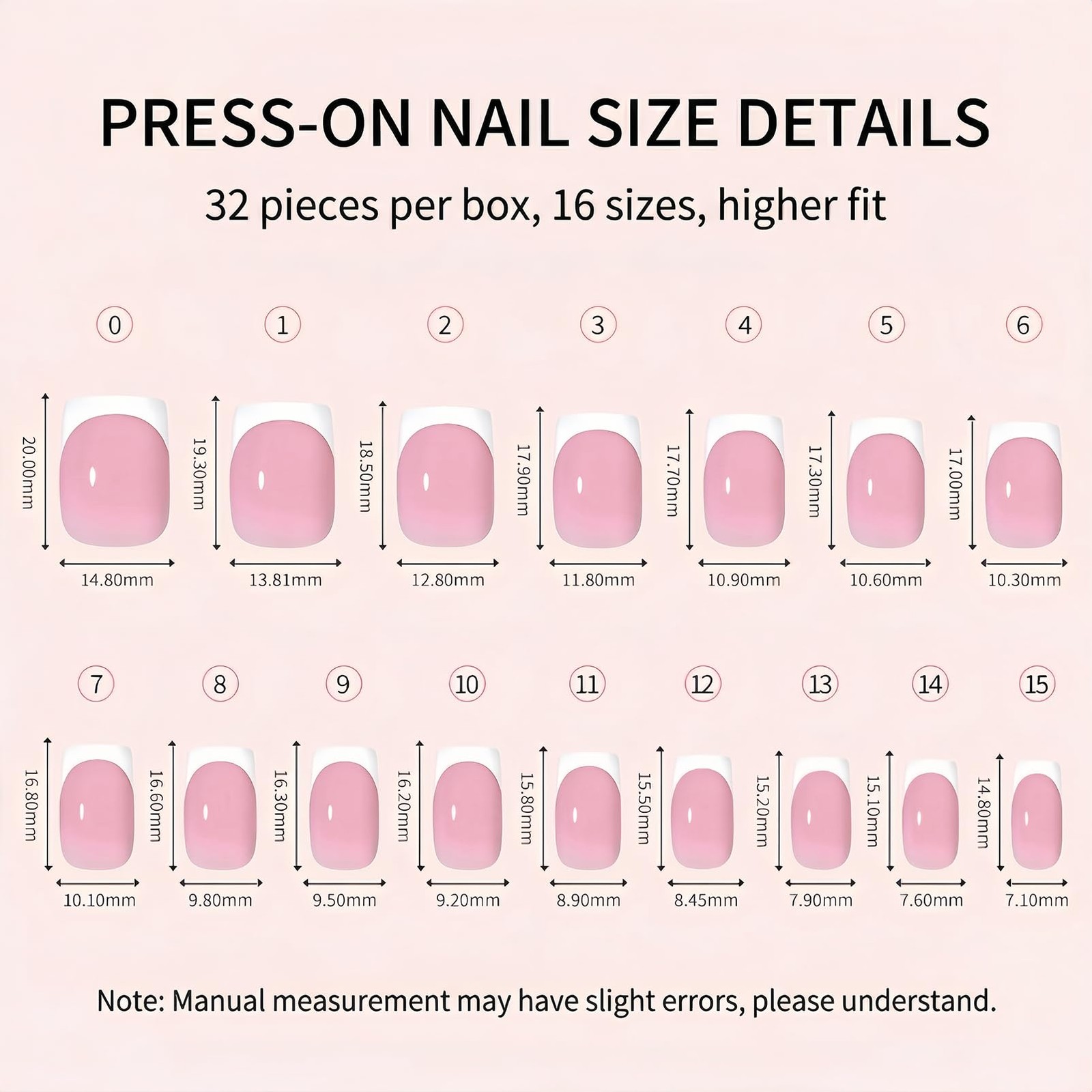 32Pcs Short Square Press On Nails Glossy Jelly Pink, Natural French Tip Fake …