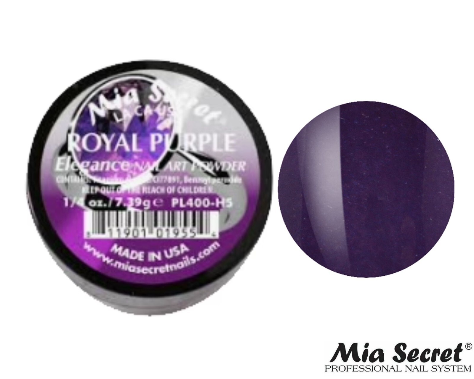 MIA SECRET Nail Art Powder 1/4oz- Royal Purple (ELEGANCE COLLECTION)