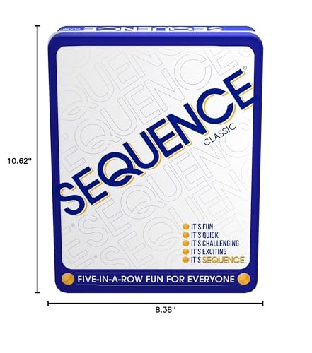 Sequence in a Tin – Five-in-a-Row Fun for Everyone by 2 – 12 PLAYERS, White