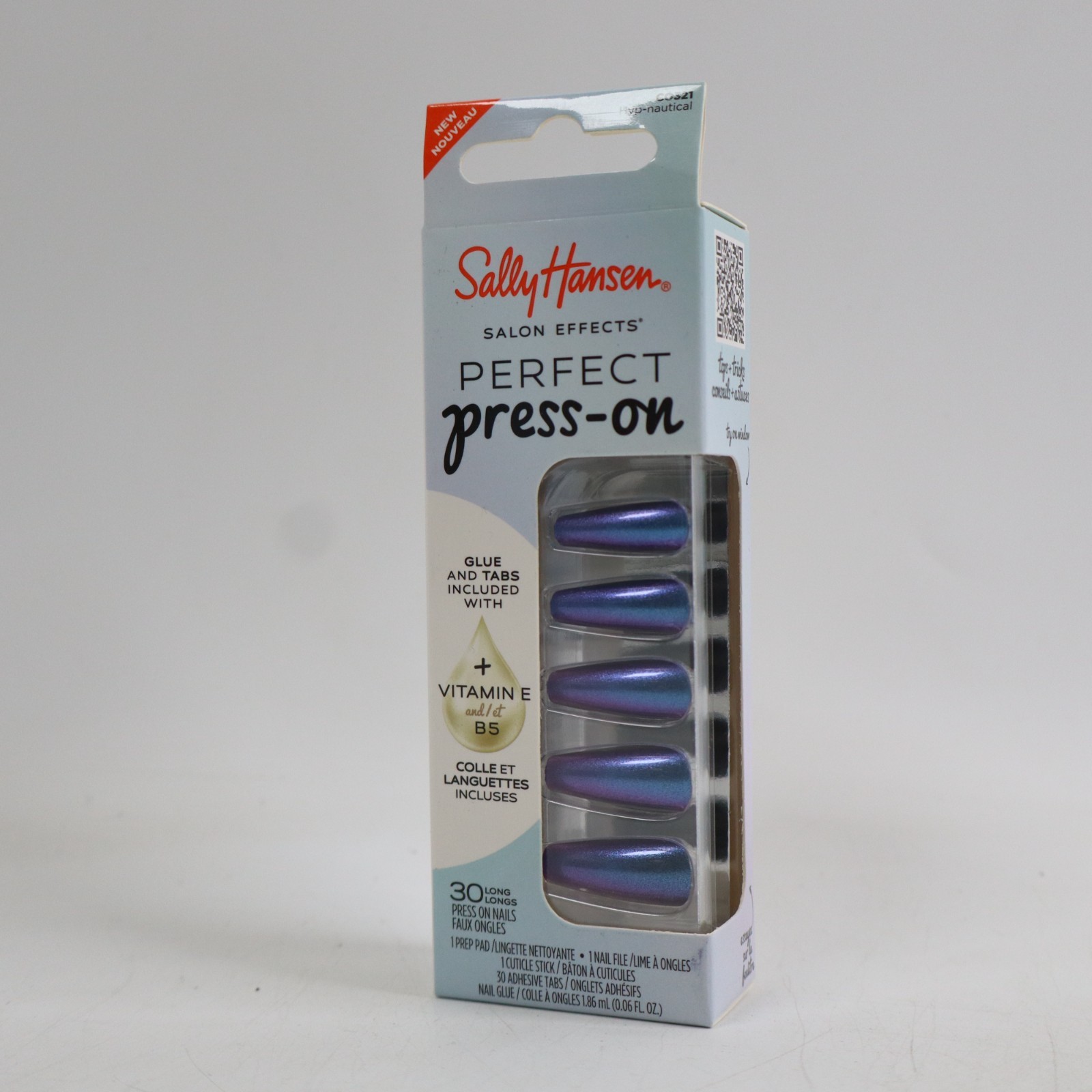 3 PACK Sally Hansen Salon Effects Perfect Press On Nails, Hyp-nautical CO321