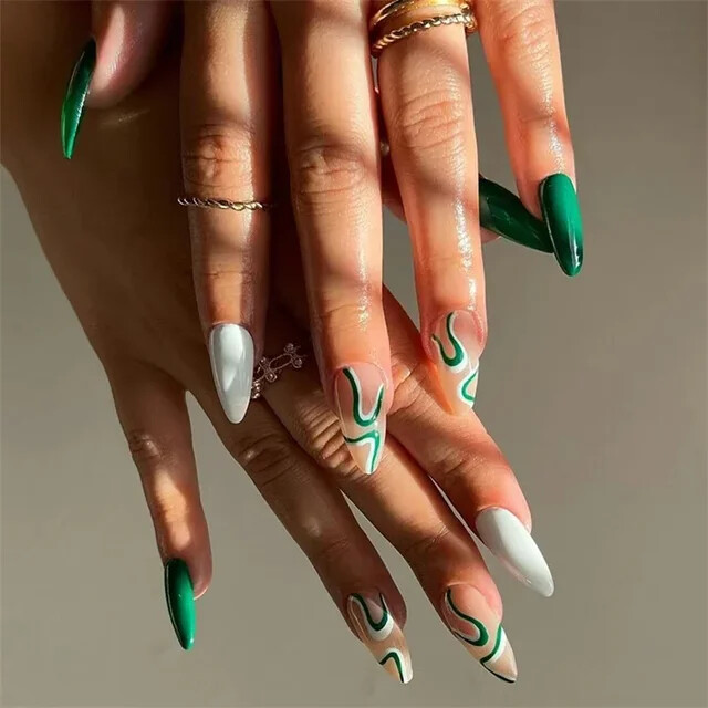 24Pcs/Set Acrylic Long Ballet Press on Nail Tips Coffin Reusable False Nails