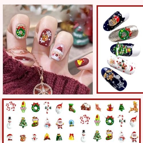 40Pcs Christmas Nail Art Charms 3D Nail Art Craft Resin Charms Snowman Style 3
