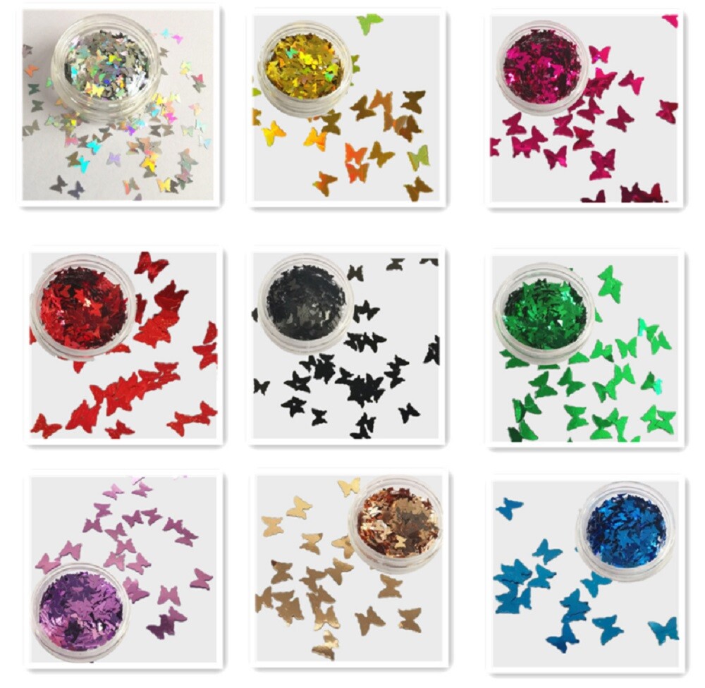 3D Laser Butterfly Nail Sequins – Colorful Glitter Foil Flakes Art Decoration Se