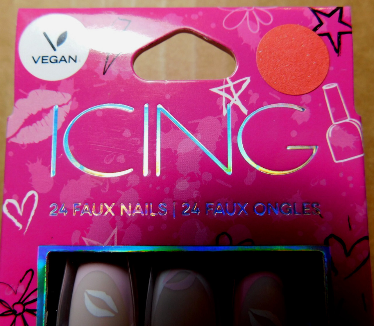 CBI Distributing Corp.~Icing 24 Faux Nails Vegan Pink, Tan, & White Lips