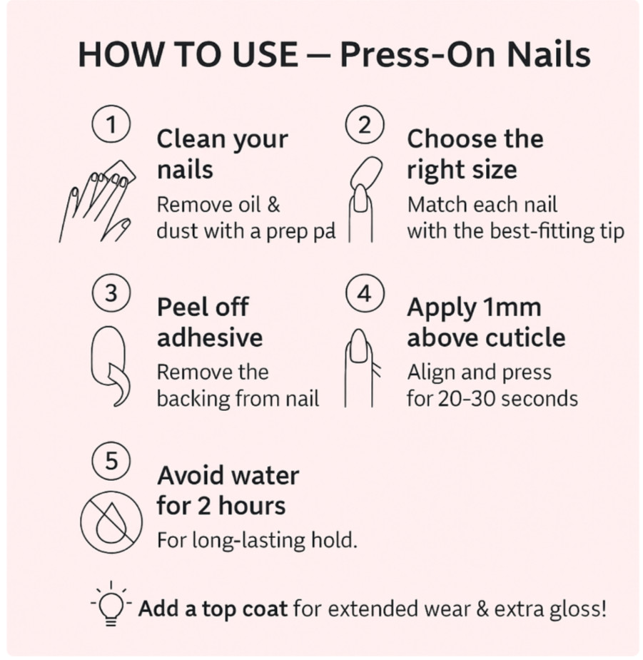 TPU Press-On Nails – Reusable Glossy Look | 24 Tips | Soft, Flexible, No Damage