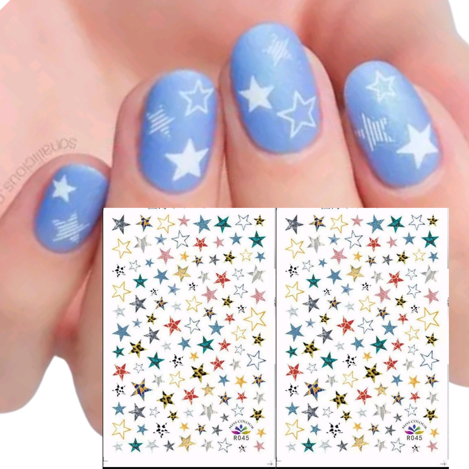 Stars Nails 3D Sticker Multicolor color, Nail Art Sticker Acrylic, Dipping, Gel