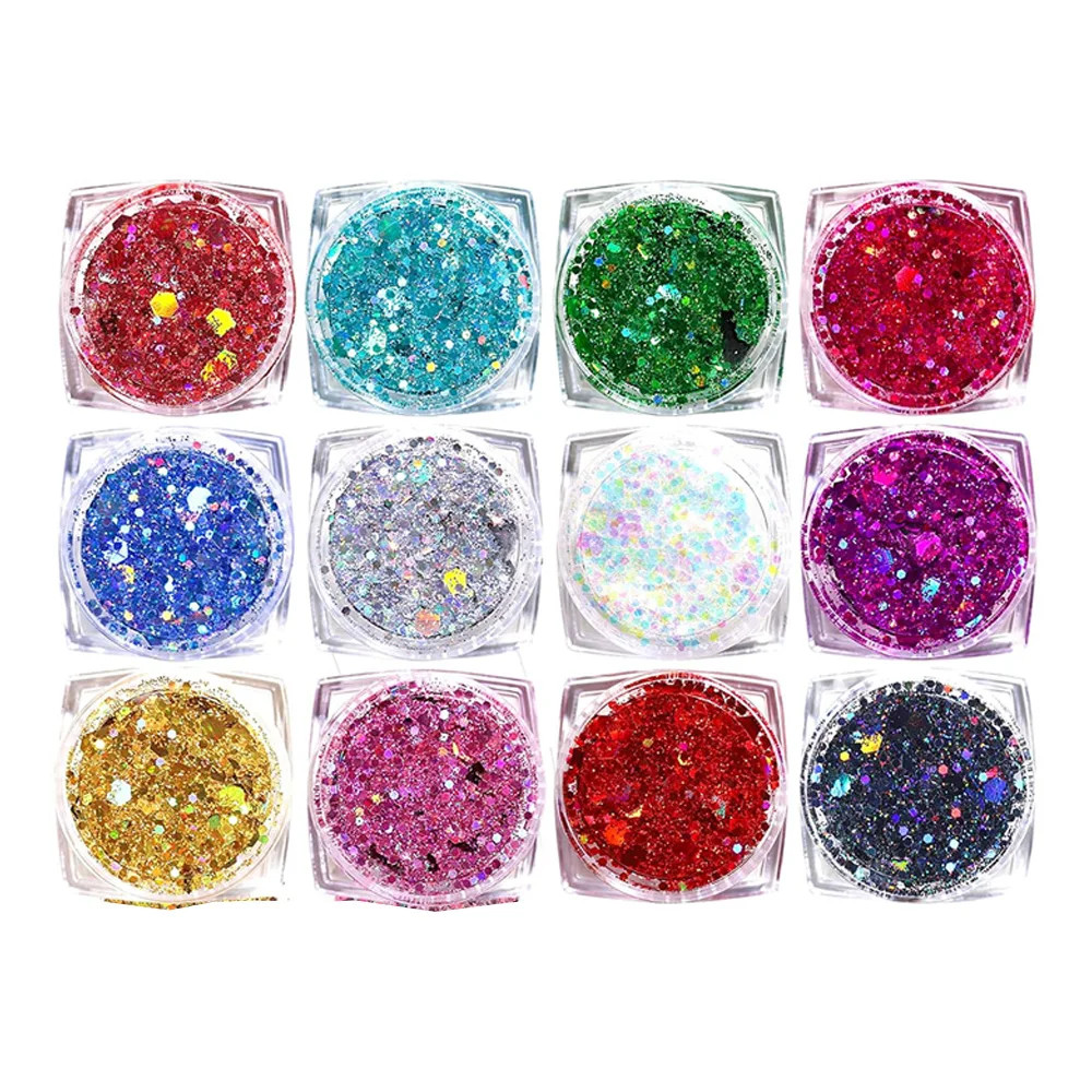 12 Color Face Glitter Makeup Body Glitter Gel Holographic for Bar Festival Party