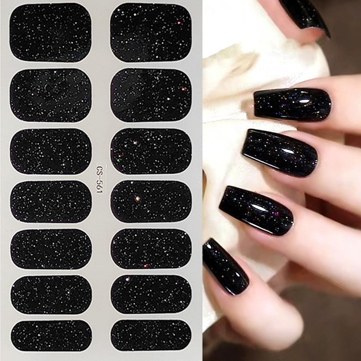 6 Sheets Solid Color Nail Strips Nail Wraps Glitter Solid Color Nail Polish S…