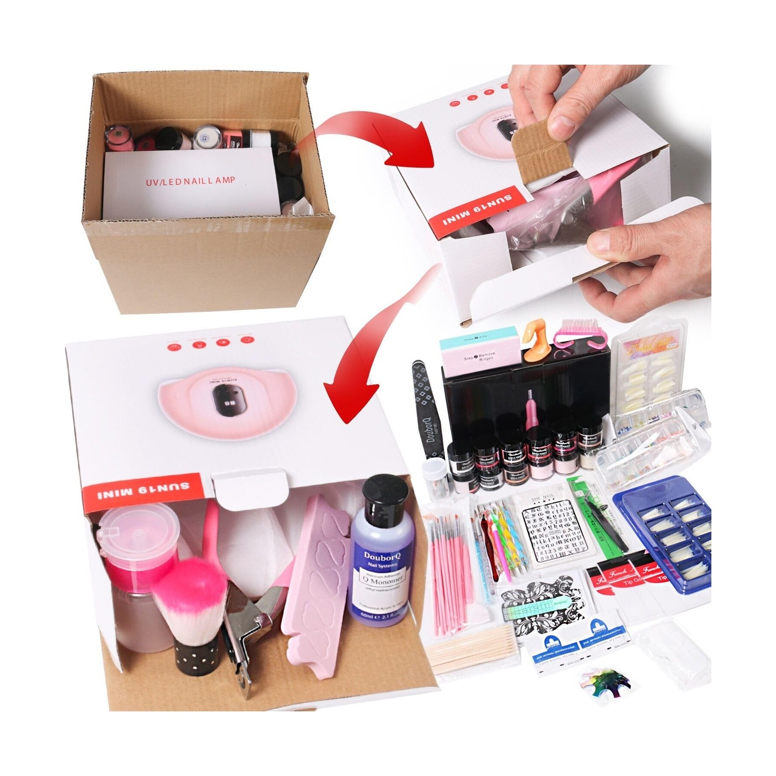 Acrylic Nail Art Kit-Nail Art Manicure Set Acrylic Powder Brush Glitter File …