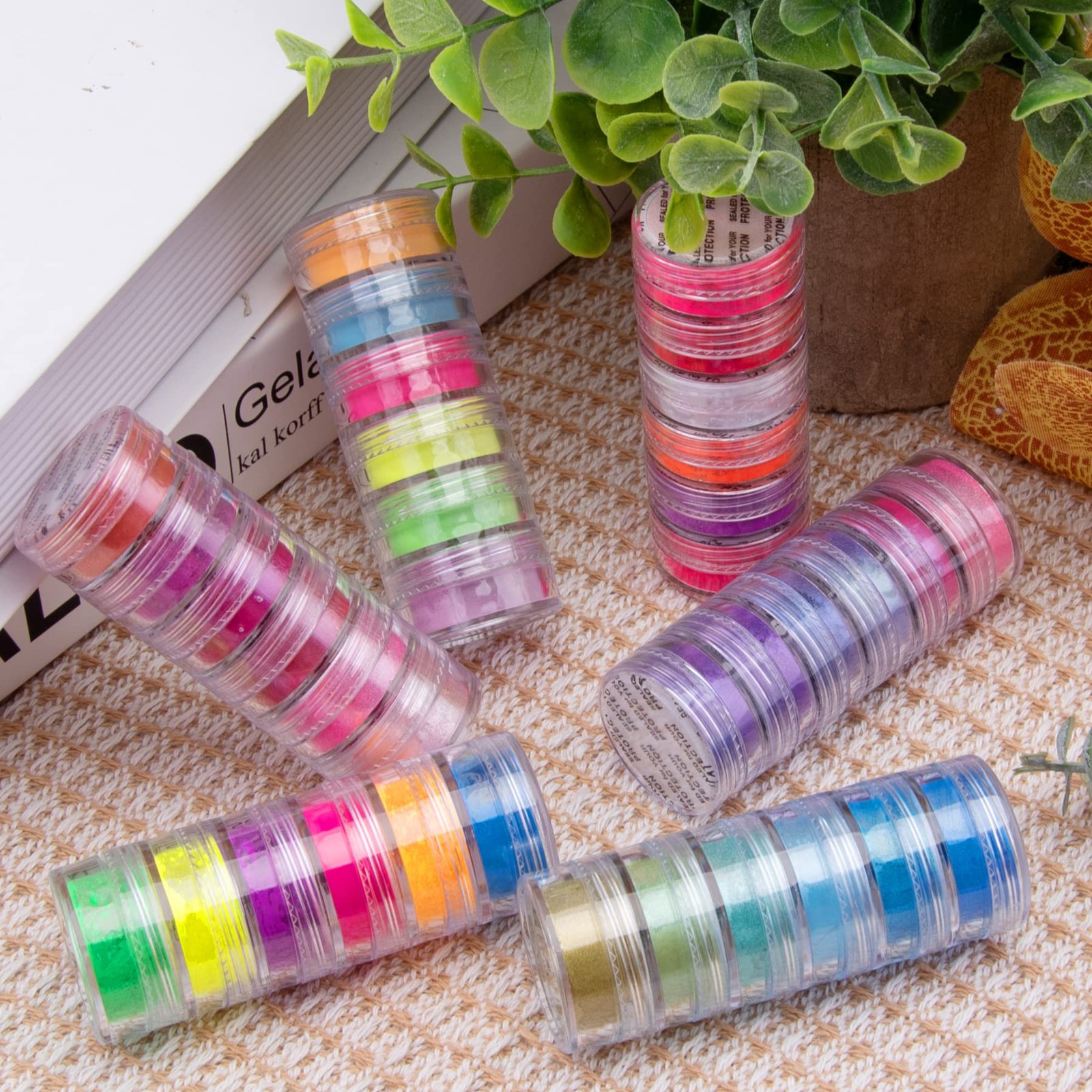 36 Colors Nail Pigment Powder Colorful Luminous Iridescent Glitter Pearlescen…
