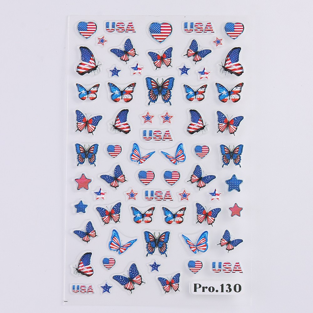 4th of July DIY Nail Stickers Independence Day Nail Art 3D American Flag Sticker