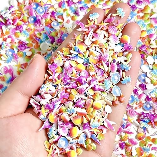 150PCS Summer Beach Nail Charms 3D Ocean Theme Nail Rhinestone Shell Starfish